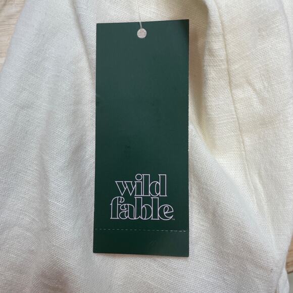 Wild Fable Women's Linen Lace Tie Back Summer Midi Slip Dress Off White Size 00 - Picture 5 of 6